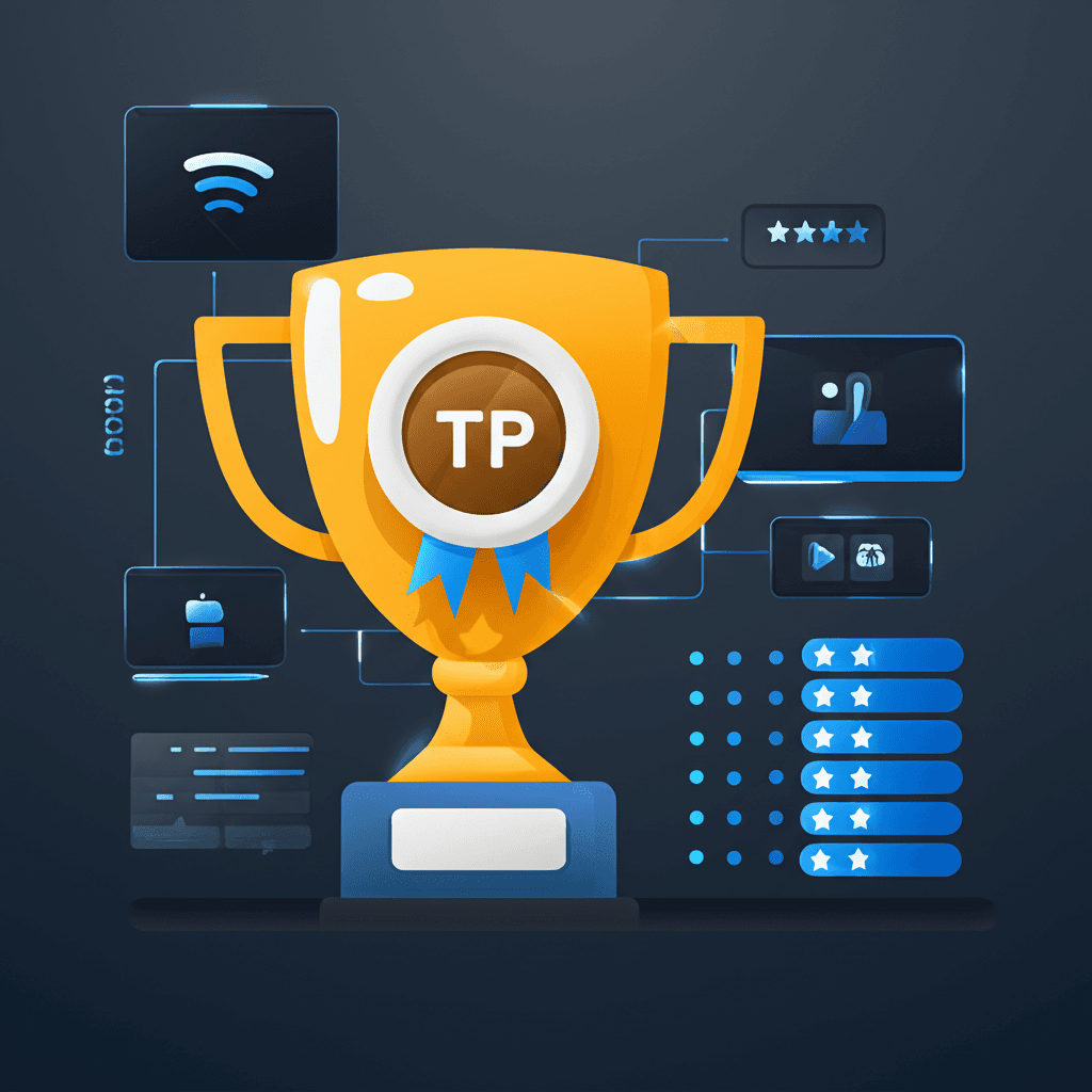 IPTV service quality evaluation concept with comparison charts and streaming metrics