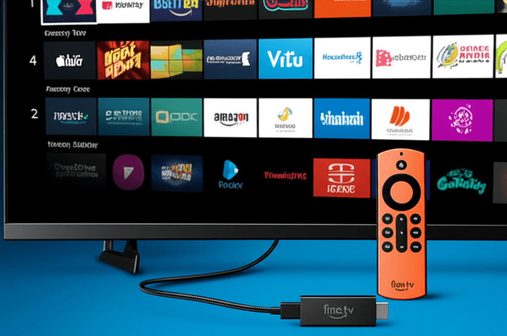 Amazon Fire TV Stick with IPTV streaming interface